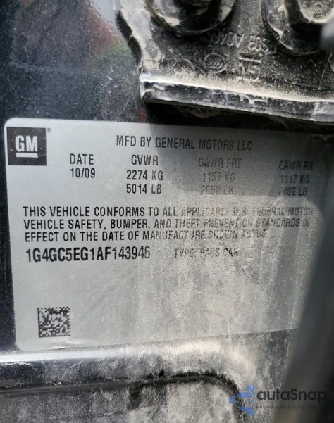 2010 Buick Lacrosse Cxl z USA, uszkodzony, nr VIN 1G4GC5EG1AF143946